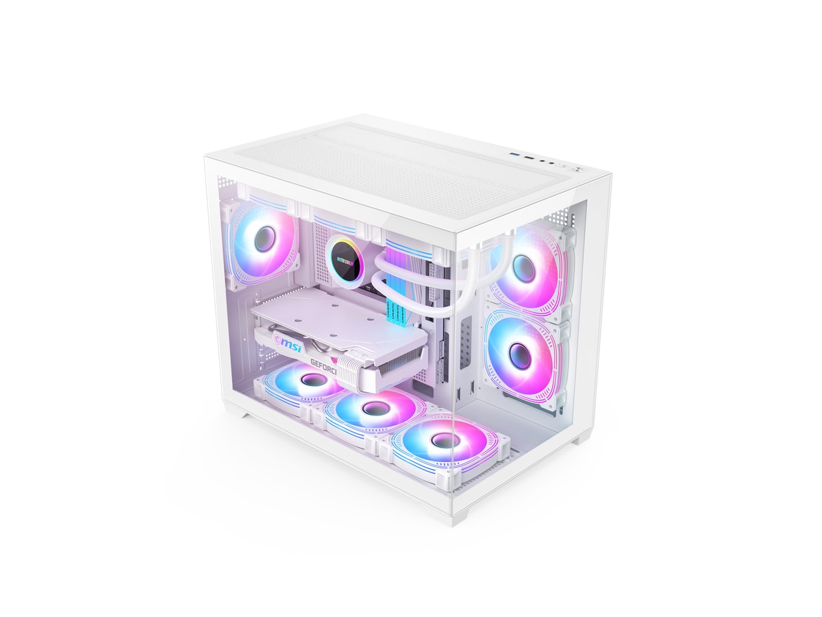 G1 285M-A Panoramic 360mm mATX Case – White (No fans) thumbnail 2