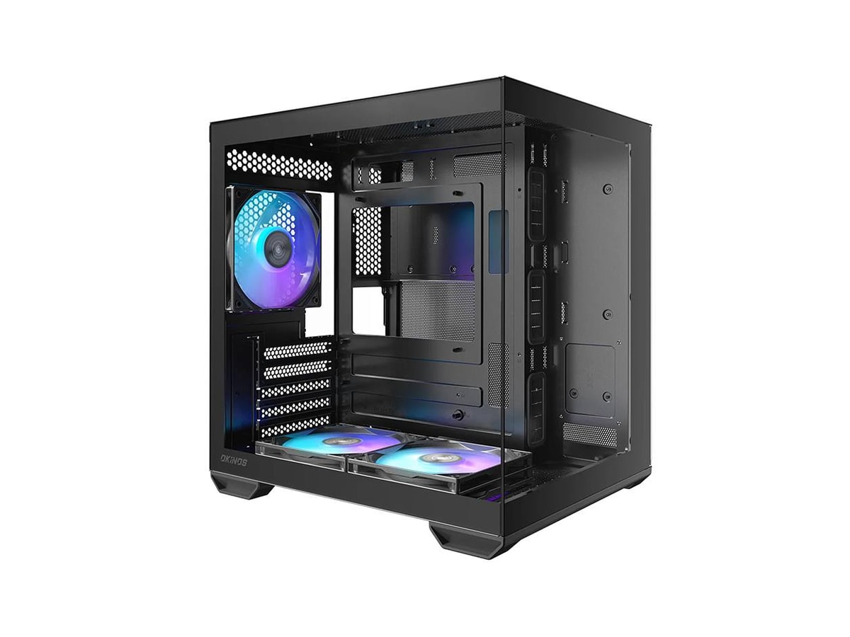 Okinos Mirage 4 ARGB Tempered Glass Side Panel Micro-ATX Case - Black