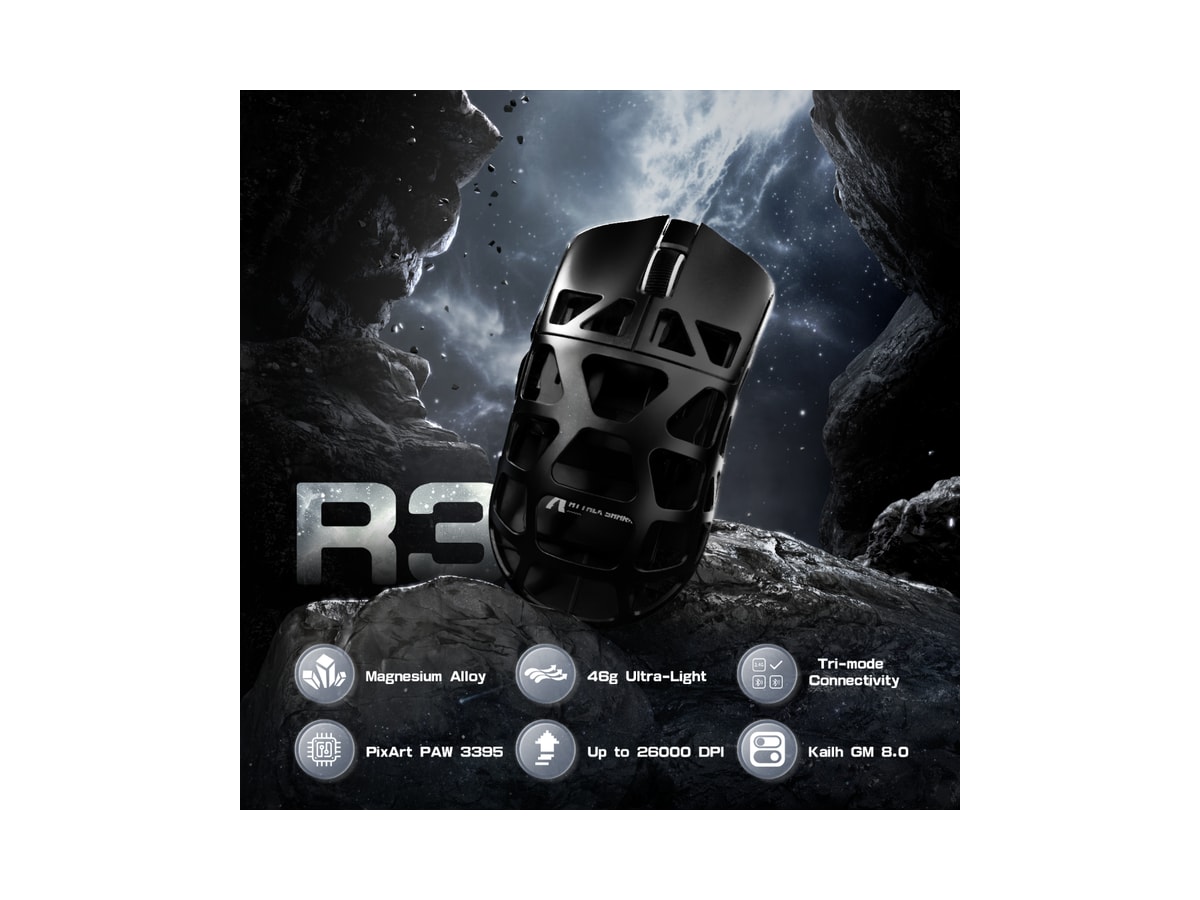 ATTACK SHARK R3 Magnesium Alloy Gaming Mouse 8K - Black thumbnail 2