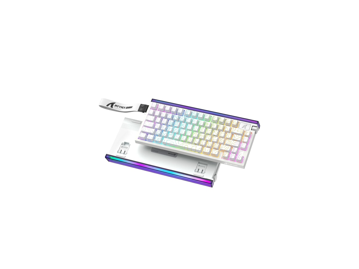 ATTACK SHARK R85HE Wired 75% Hall Effect Rapid Trigger Mechanical RGB Gaming Keyboard with 8K Polling,0.05mm RT Accuracy,0.08MS Latency,Magnetic Switch,5 Layer Sound Damped,Driver for PC(White Contour)