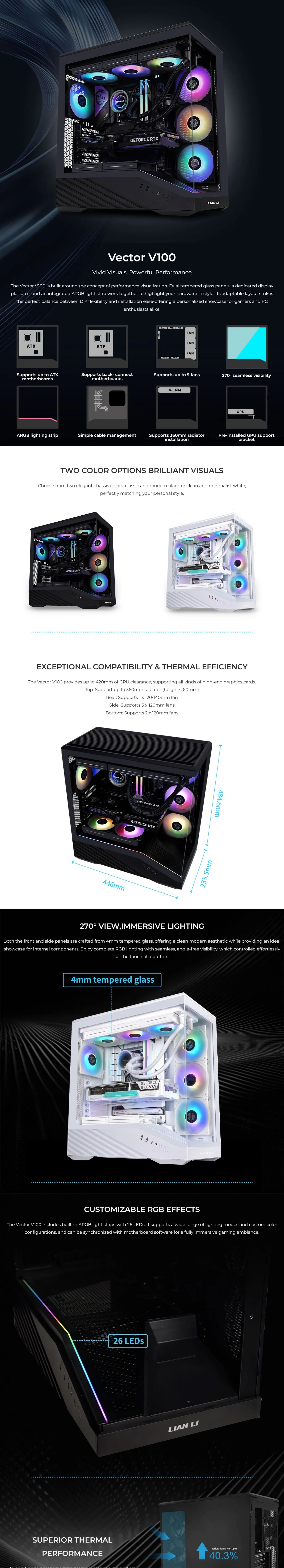 Lian Li V100X Tempered Glass Mid Tower Case - Black details 1