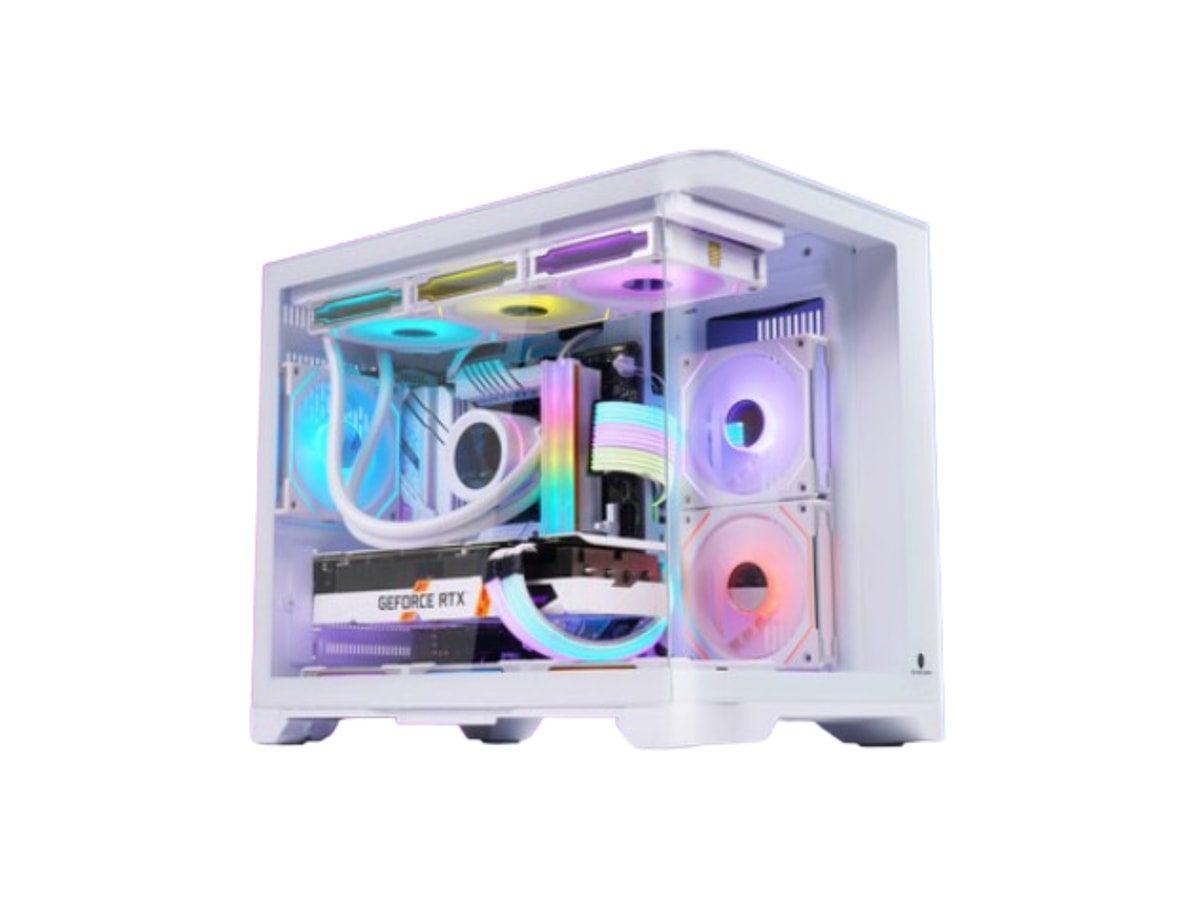 Curved glass open view ATX case - White