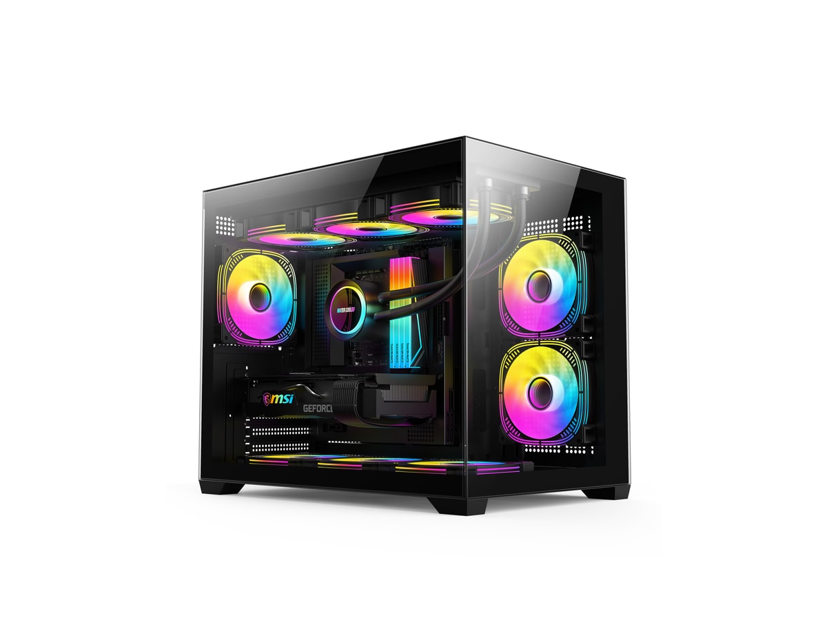 G1 285M-A Panoramic 360mm mATX Case – Black (No fans)