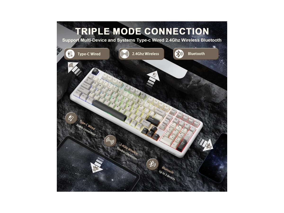 ATTACK SHARK X98 Full-size Wireless Mechanical Keyboard -White thumbnail 3