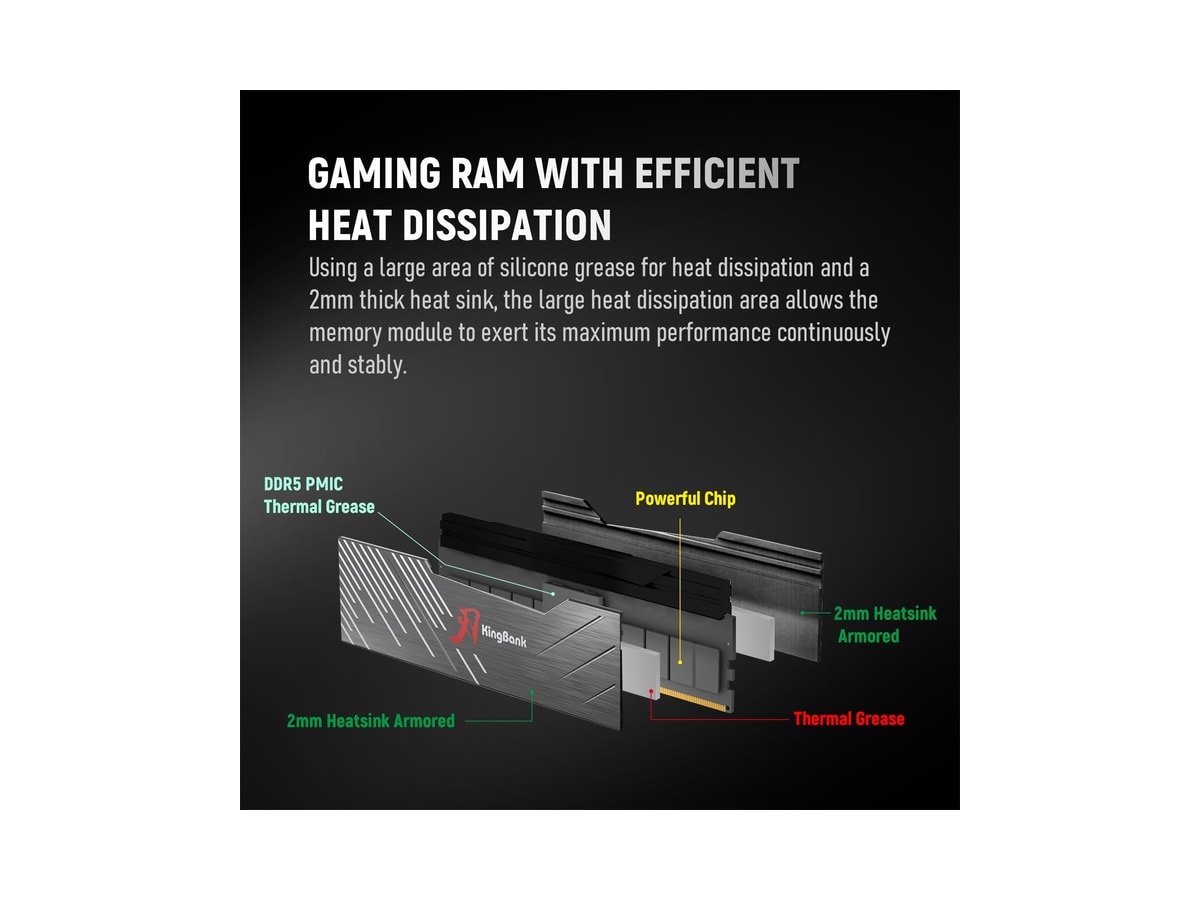 Kingbank KRXB DDR5 6000MHz 16GB CL36 UDIMM Black thumbnail 6
