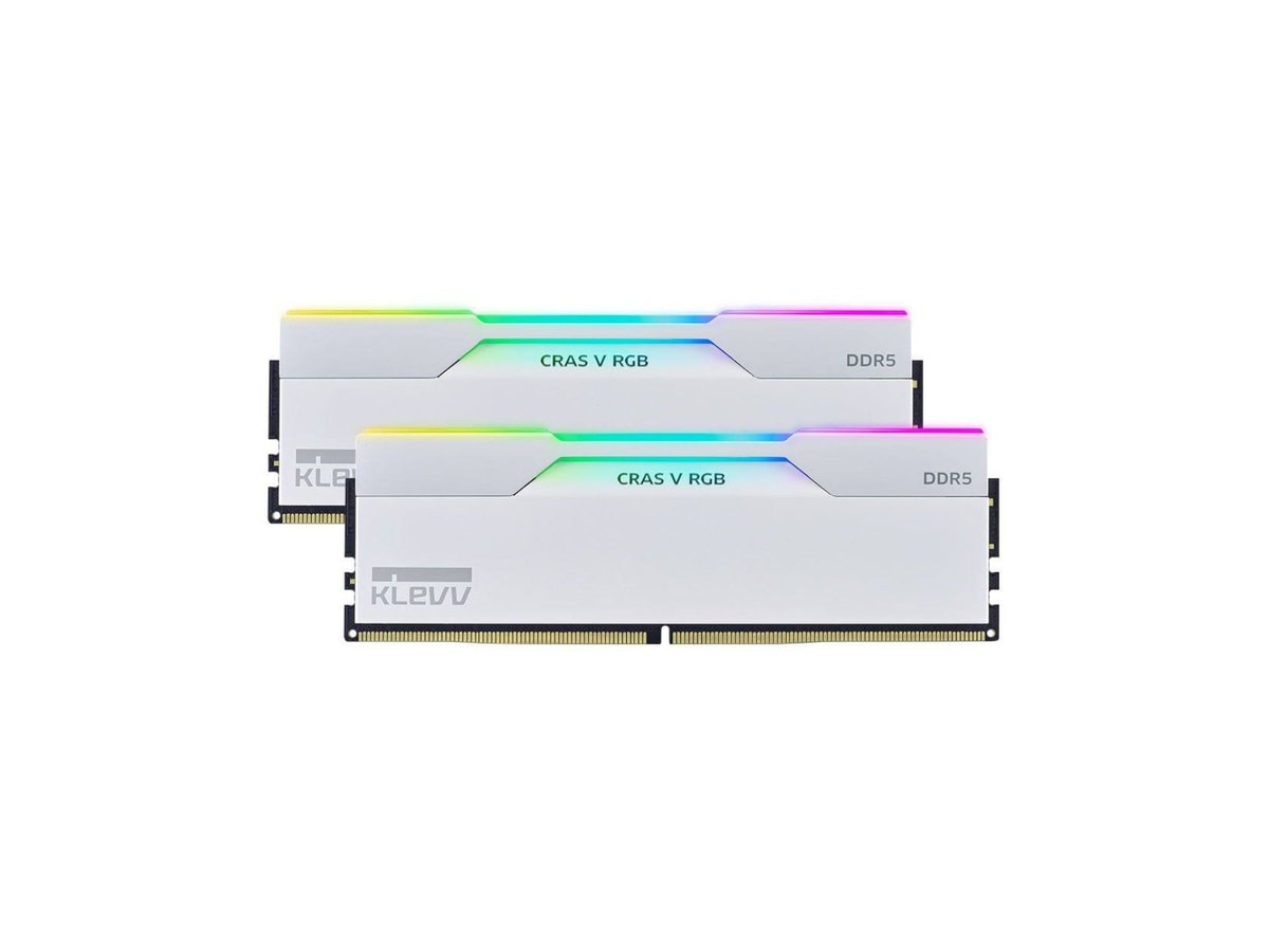 Klevv CRAS V RGB 64GB (2 x 32GB) DDR5 6000MHz CL30 Desktop Memory - Brilliant White (not for Intel Ultra)