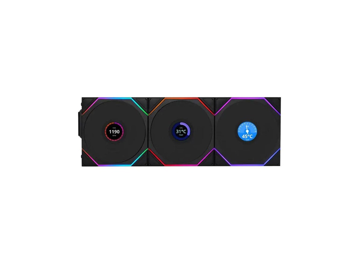 Lian Li Uni Fan TL120 LCD Wireless ARGB 120mm Fan - Black (3-Pack)