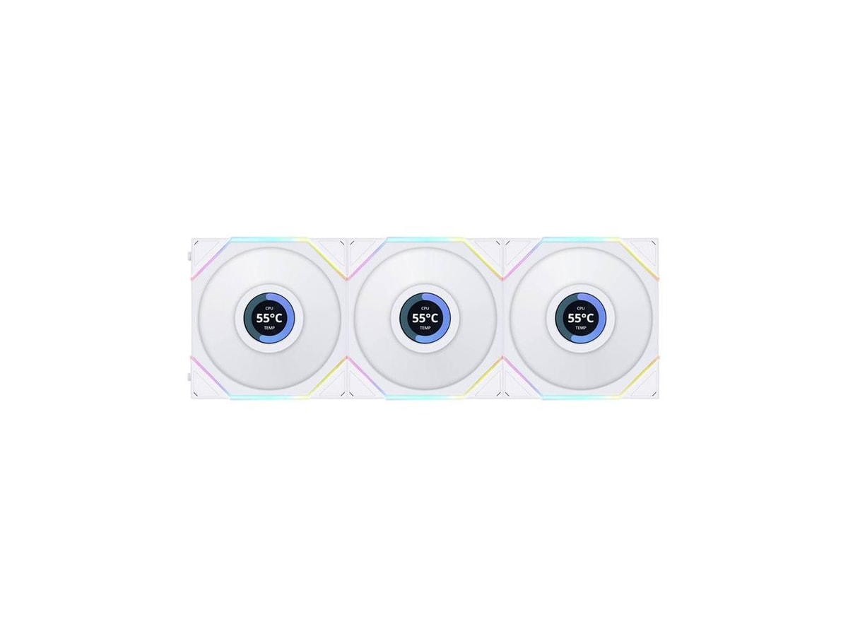 Lian Li Uni Fan TL Wireless LCD 120 ARGB 120mm Fan - White (3-Pack)