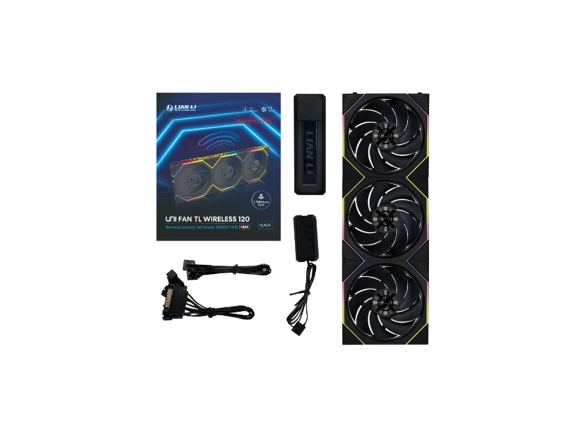 Lian Li Uni Fan TL120 Reverse Blade Wireless ARGB 120mm Fan - Black (3-Pack) thumbnail 2