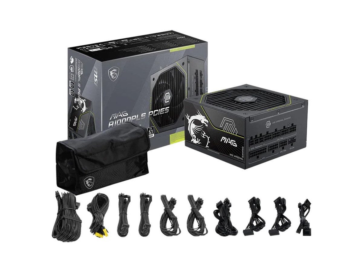 MSI MAG A1000PLS PCIE5 1000W 80+ Platinum Fully Modular ATX Power Supply thumbnail 5