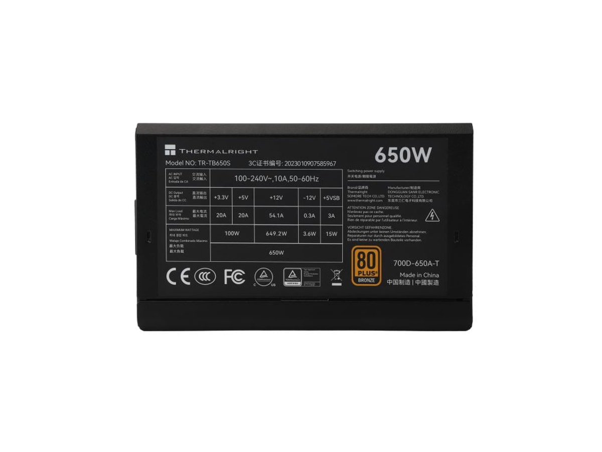 Thermalright TB-650S 650w 80+ Bronze Certified ATX Power Supply thumbnail 3