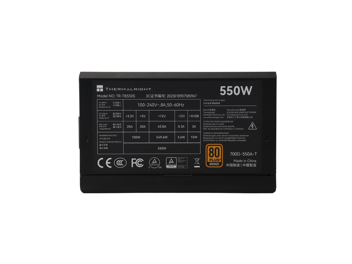 Thermalright 550W 80+ Bronze Certified ATX Power Supply TB550S thumbnail 4